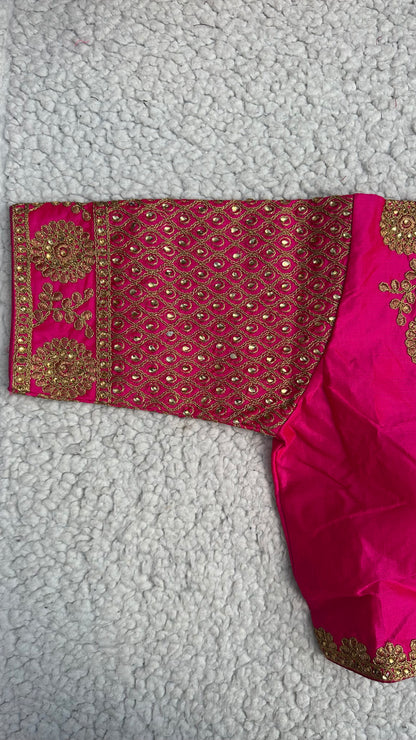 Embroidered Silk Blouse with Stone Work – Padded Blouse