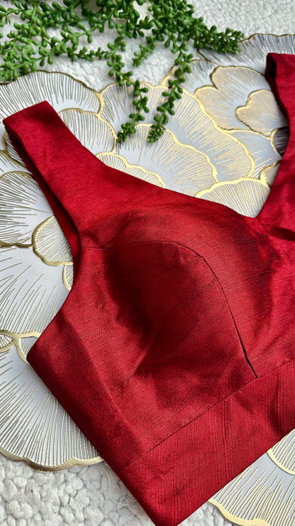 Maroon Mulberry Silk Sleeveless Blouse | Alterable 32-42