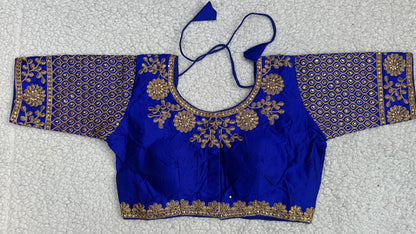 Embroidered Silk Blouse with Stone Work – Padded Blouse