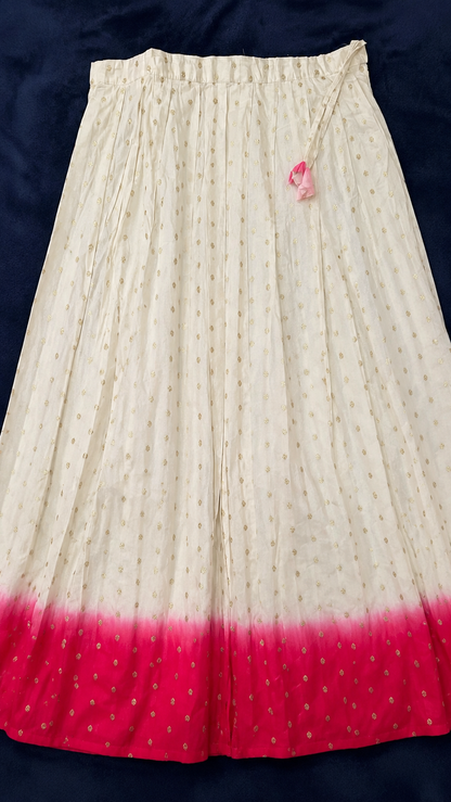 Off-White & Pink Dhavani Set – Chanderi Skirt with Lurex Dupatta & Vichithra Silk Blouse
