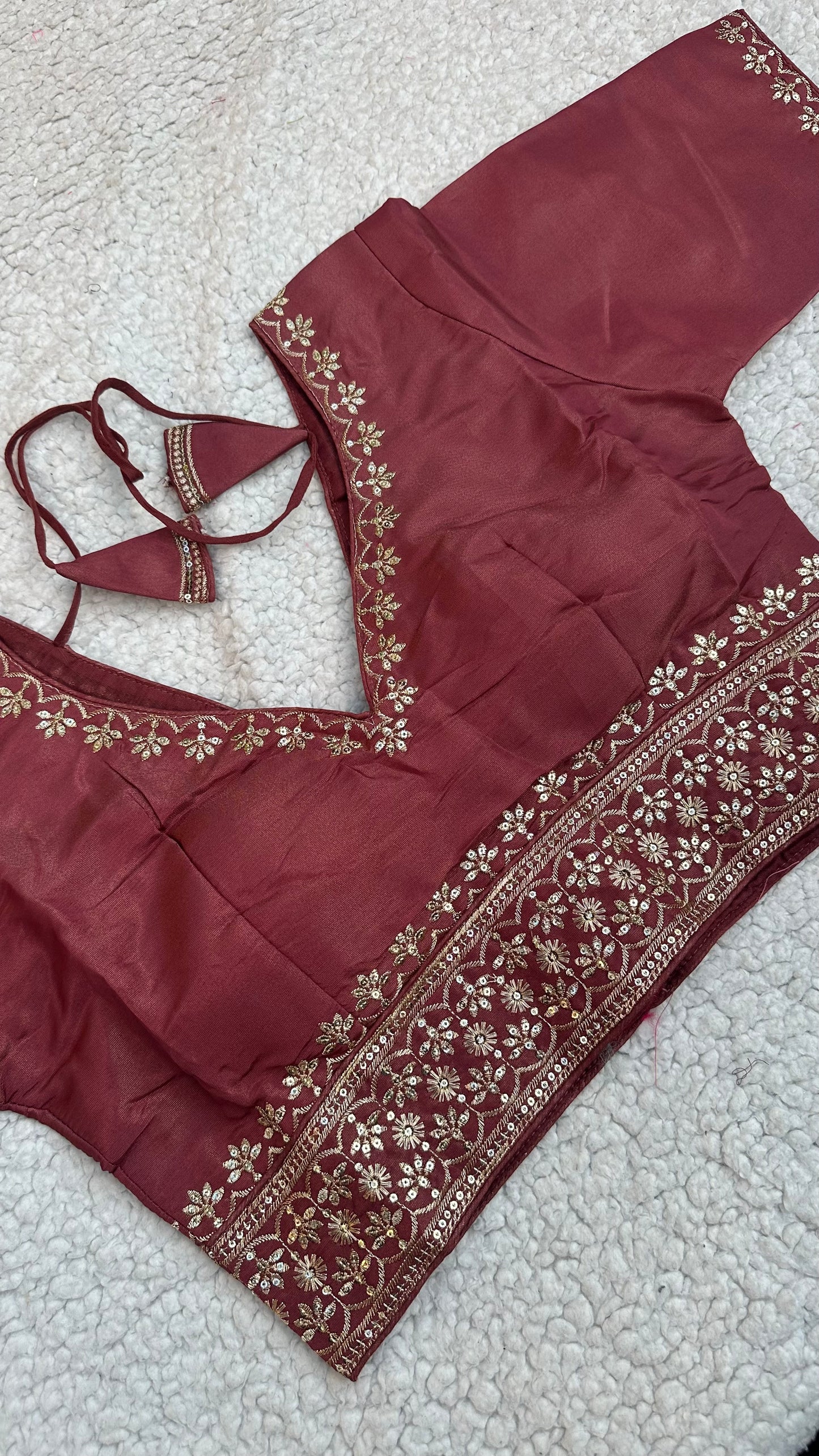 Cosmos Tissue Blouse with Sequins & Jari Embroidery – Padded Blouse (Size 38, Alterable 34-42)