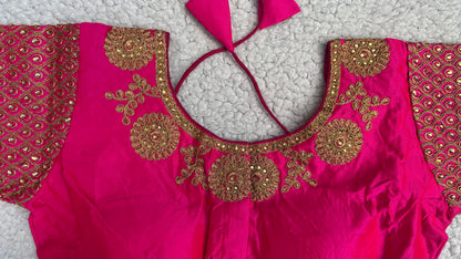 Embroidered Silk Blouse with Stone Work – Padded Blouse