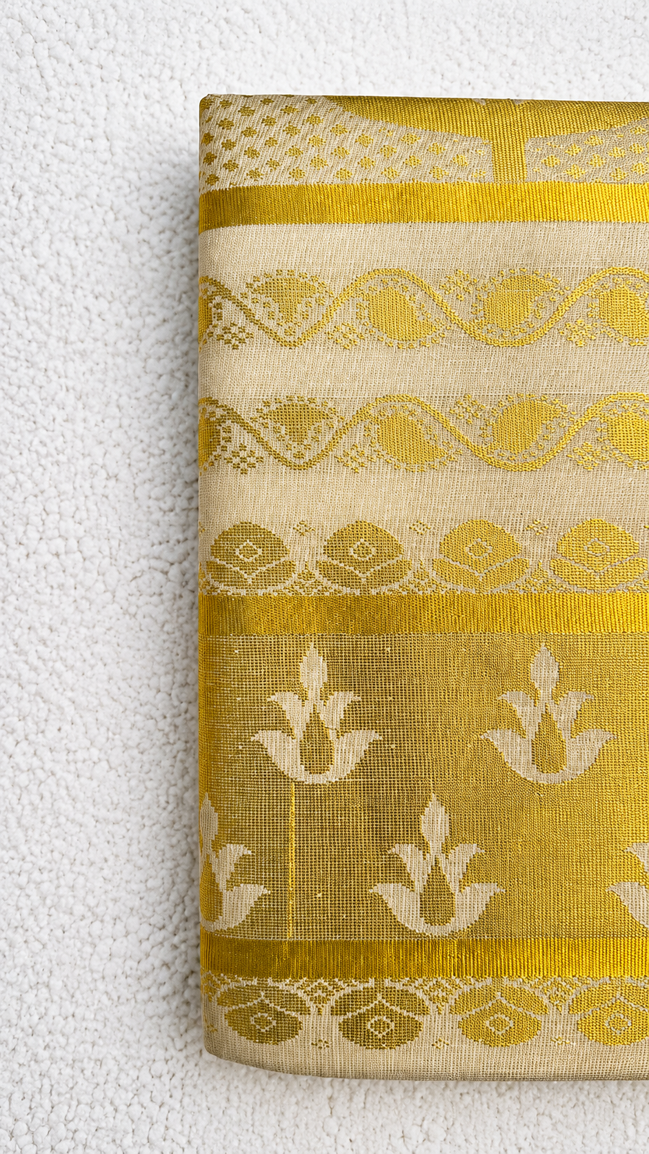 Tissue Silk Saree with Floral & Paisley Woven Pallu | Ornate Gold Border