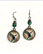 Vintage Hummingbird & Floral Glass Drop Earrings