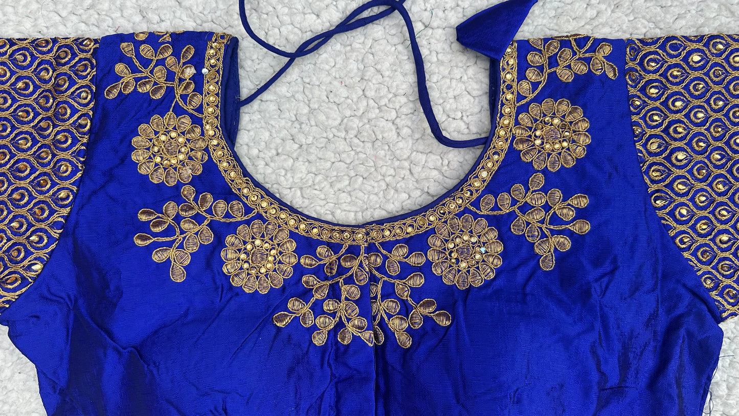 Embroidered Silk Blouse with Stone Work – Padded Blouse
