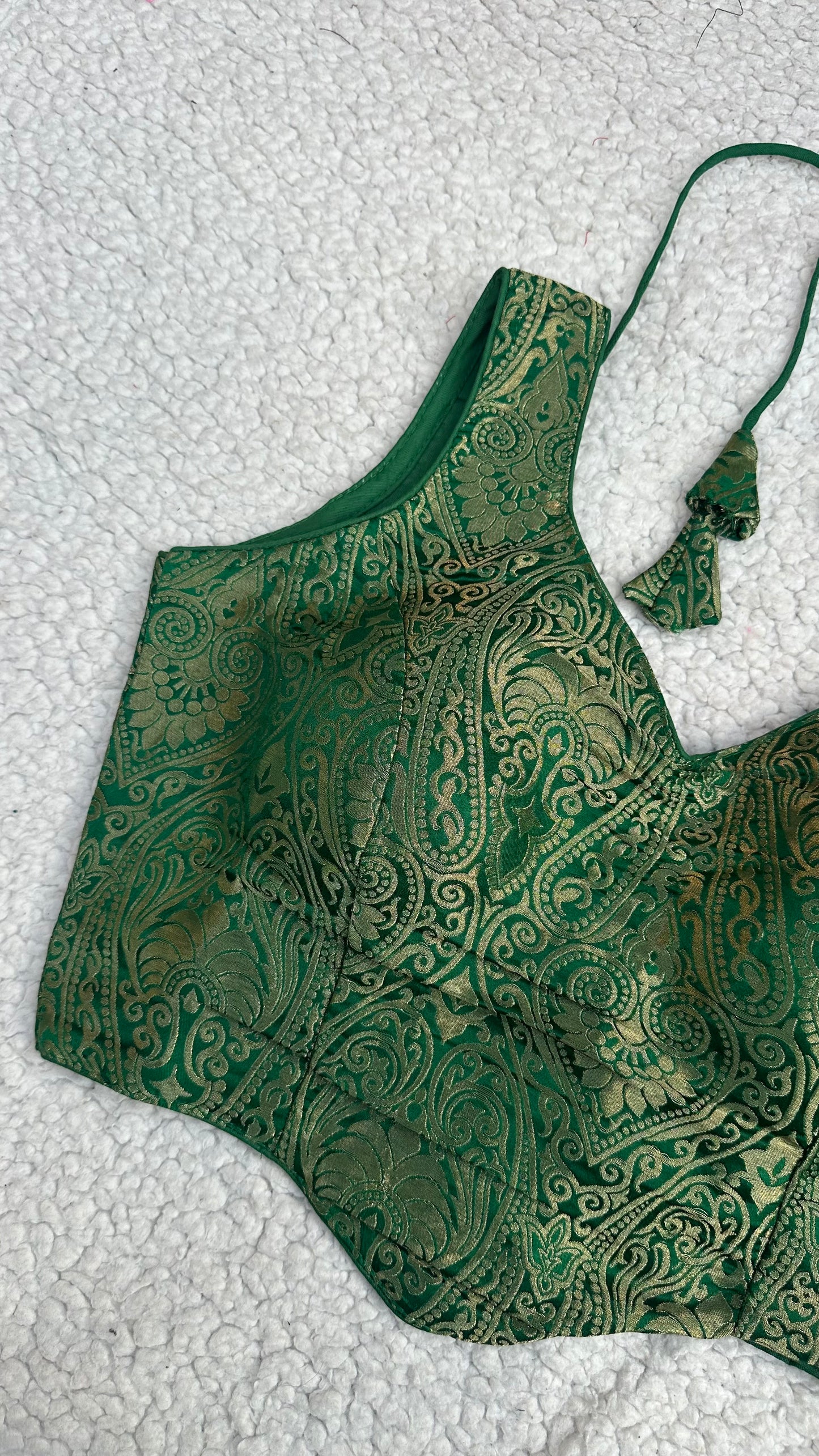Peplum Jacquard Blouse — Satin Silk-Free Size ( Alter from 34 to 42)