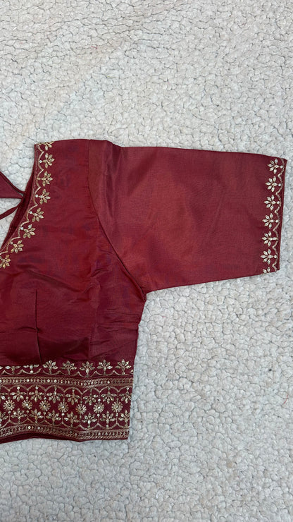 Cosmos Tissue Blouse with Sequins & Jari Embroidery – Padded Blouse (Size 38, Alterable 34-42)
