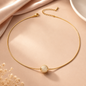 Gold-Tone Zirconia Ball Pendant Snake Chain Necklace
