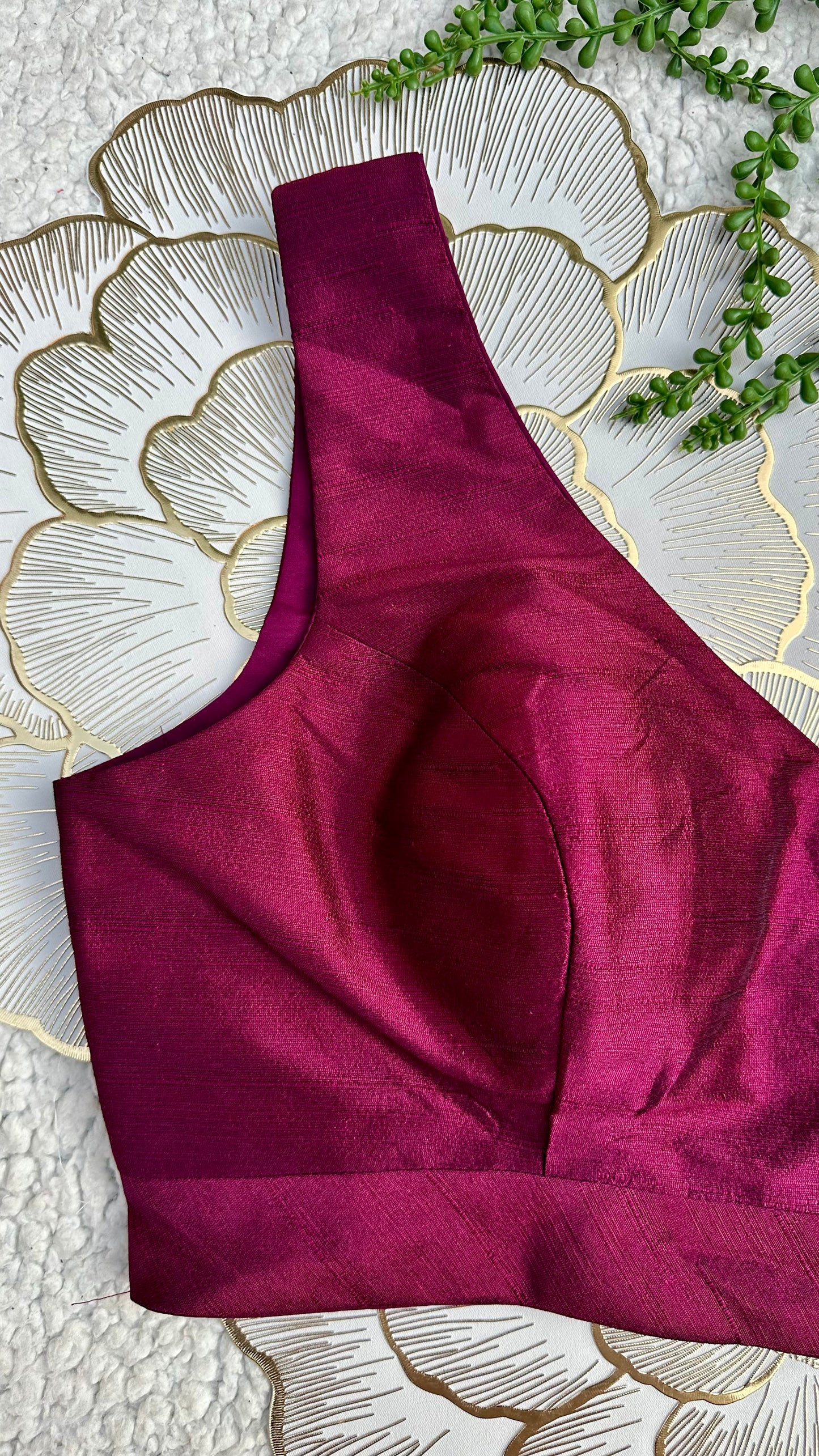 Wine Mulberry Silk Sleeveless Blouse | Alterable 32-42