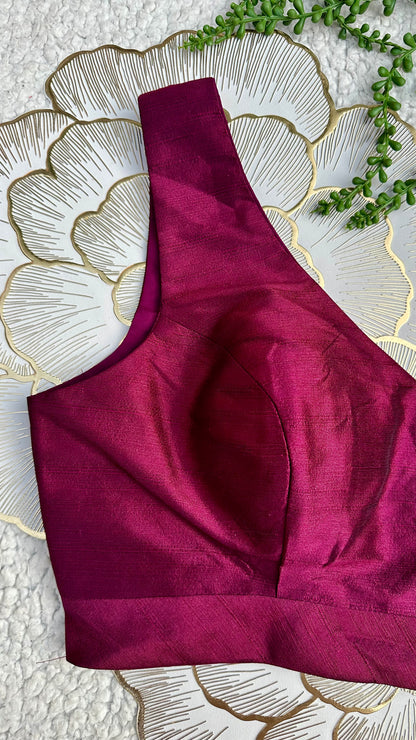 Wine Mulberry Silk Sleeveless Blouse | Alterable 32-42