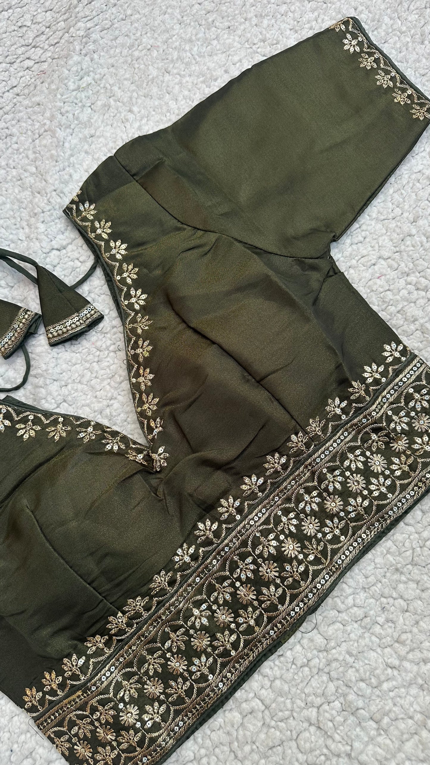 Cosmos Tissue Blouse with Sequins & Jari Embroidery – Padded Blouse (Size 38, Alterable 34-42)