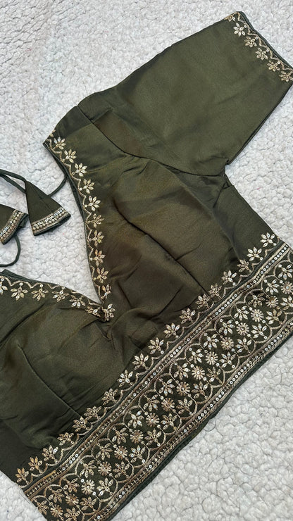 Cosmos Tissue Blouse with Sequins & Jari Embroidery – Padded Blouse (Size 38, Alterable 34-42)