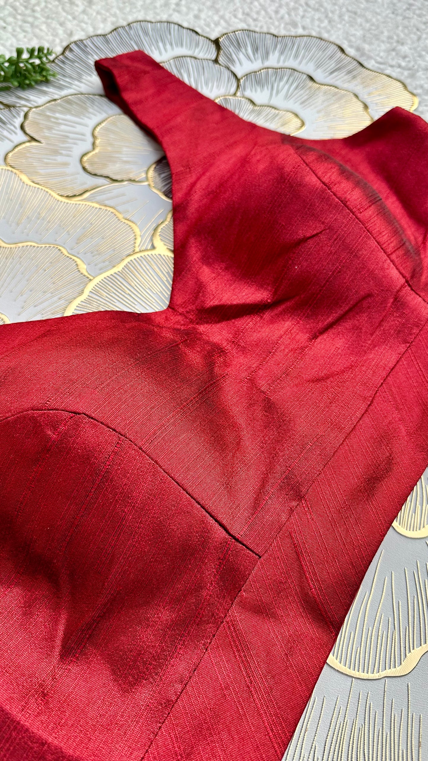 Maroon Mulberry Silk Sleeveless Blouse | Alterable 32-42