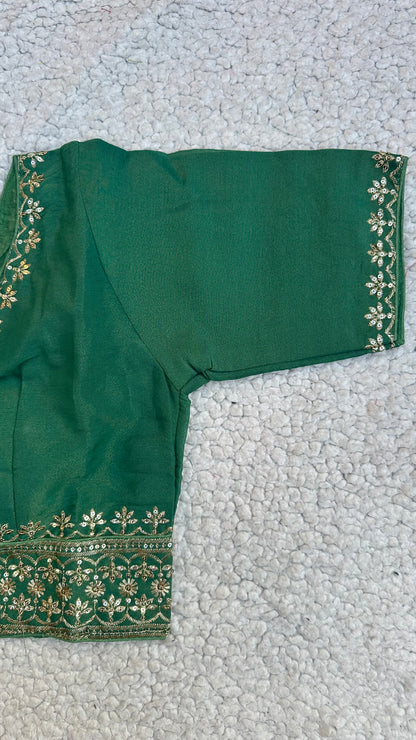 Cosmos Tissue Blouse with Sequins & Jari Embroidery – Padded Blouse (Size 38, Alterable 34-42)