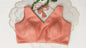 Peach Brocade Sleeveless Blouse with Diagonal Gold Stripes | Free Size