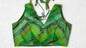 Green Multicolour Tissue Fabric Halter Blouse | Sleeveless with Tie-Back | Free Size
