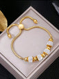 Luxury gold adjustable slider bracelet with crystal pavé beads and gold spacers in elegant gift box - contemporary tennis style jewellery UK”