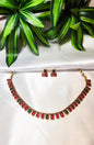 South Indian ruby and green stone necklace set with matching earrings