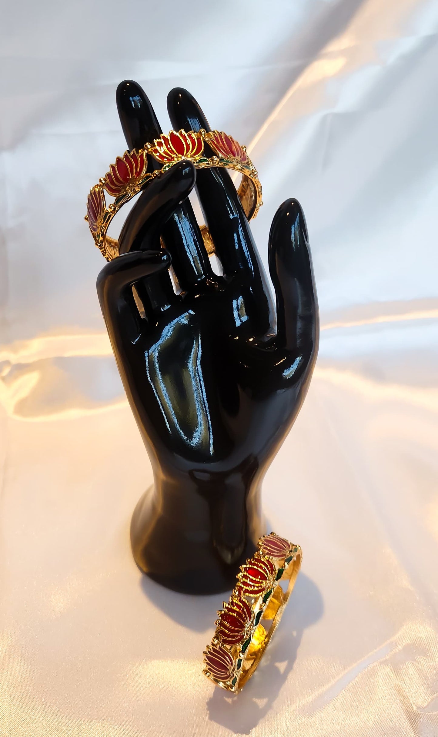 Traditional South Indian lotus motif bangles for festive wear