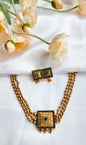 Antique Square Pendant Necklace Set