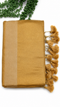 Golden Raga Tissue Saree with Striped Zari Border & Tassel Pallu