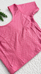 Baby Pink Stretchable Saree Blouse with Dobby Weave & Elbow Sleeves | Ready-to-Wear