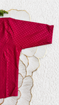 Dark Pink Stretchable Saree Blouse with Dobby Weave & Elbow Sleeves | Ready-to-Wear
