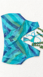 Blue Multicolour Tissue Fabric Halter Blouse | Sleeveless with Tie-Back | Free Size