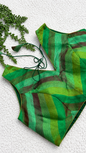 Green Multicolour Tissue Fabric Halter Blouse | Sleeveless with Tie-Back | Free Size