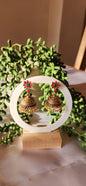 Antique Gold Floral Jhumka Earrings with Ruby & Emerald Detailing