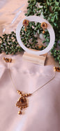 Antique Gold Invisible Chain Necklace Set with Earrings