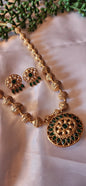 2-in-1 Reversible Antique Gold Peacock Medallion Necklace Set
