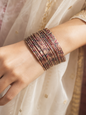 Gold-Tone Speckled Metal Bangle Set – Multicolour Glitter Detail | Traditional Indian Bangle Set of 30