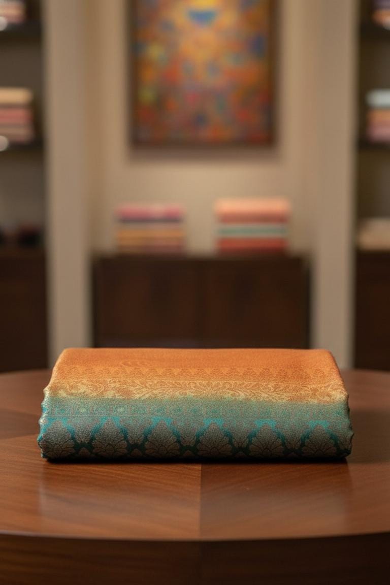 Kubera silk saree with elegant double-shaded weave and traditional border