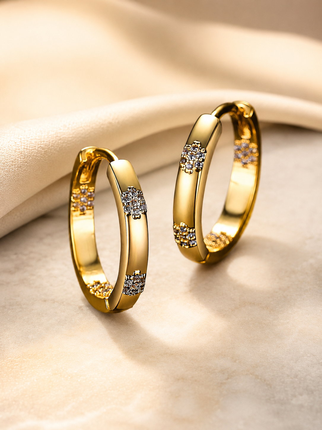Crystal Cluster Huggie Hoop Earrings