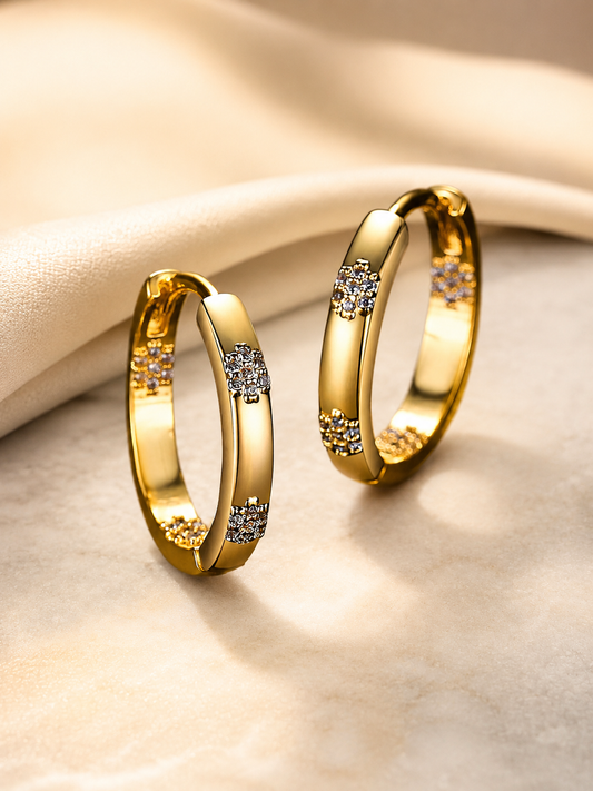 Crystal Cluster Huggie Hoop Earrings