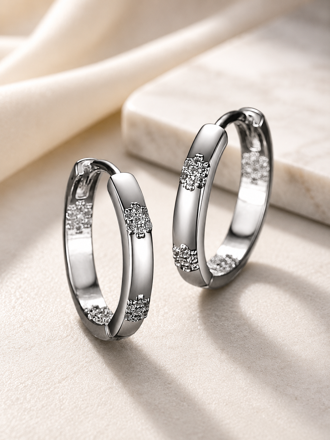 Crystal Cluster Huggie Hoop Earrings