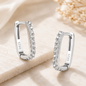 Rectangular Pavé Hoop Earrings – 925 Sterling Silver, 18K Gold Plated