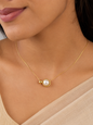 Orbit Faux Pearl Pendant Necklace – Stainless Steel, 18K Gold Plated