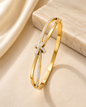 Crossover Knot Pavé Bangle Bracelet – Stainless Steel, Gold Plated