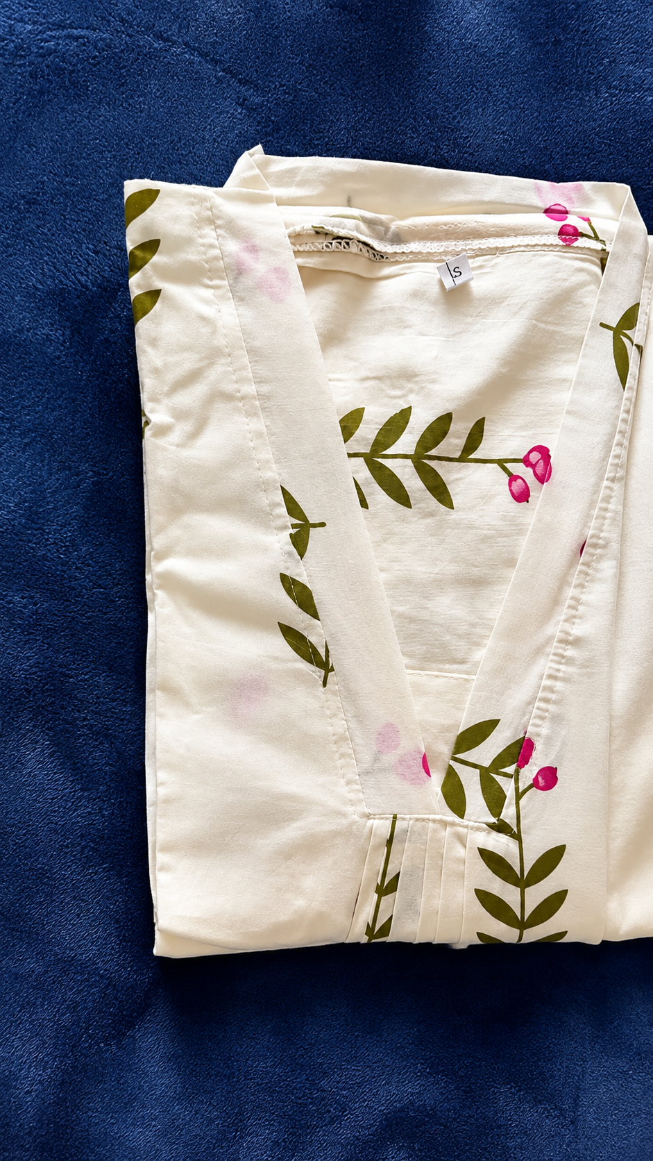 Off-White Pink Blossom Print Umbrella Cut Co-ord Set – Cotton Top with Pants