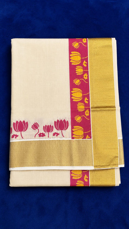 Lotus Set Saree_Tissue Fabric