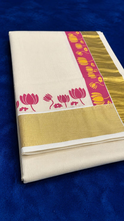 Lotus Set Saree_Tissue Fabric