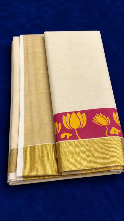 Lotus Set Saree_Tissue Fabric