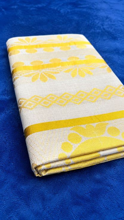 Off white and Gold Tissue Silk Saree