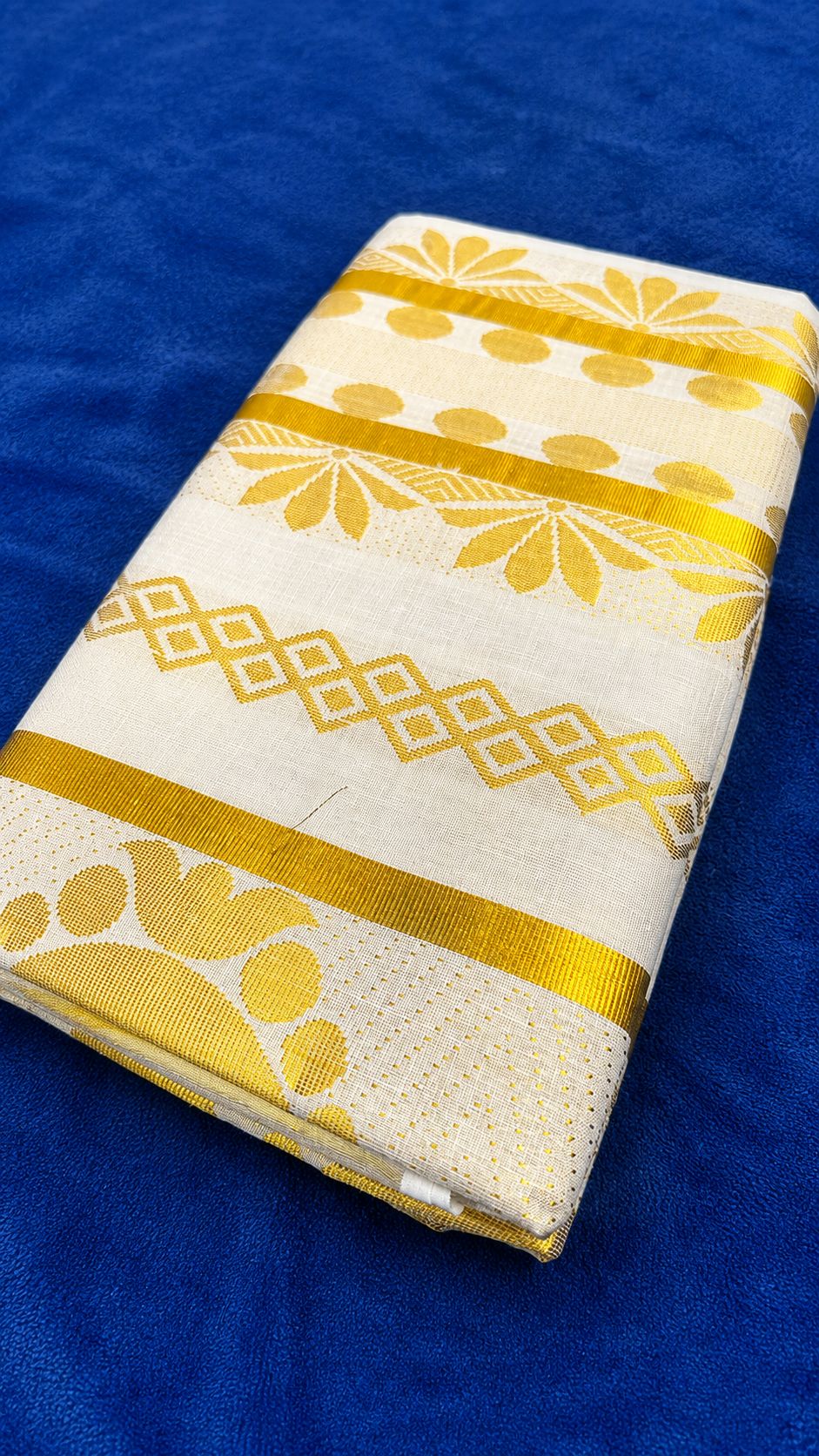Off white and Gold Tissue Silk Saree