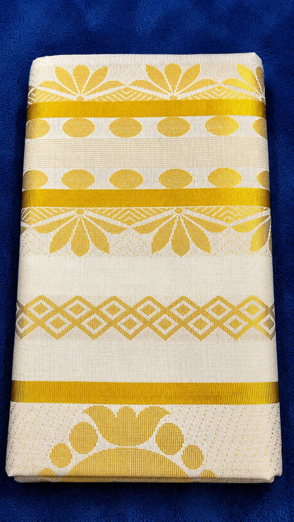 Off white and Gold Tissue Silk Saree