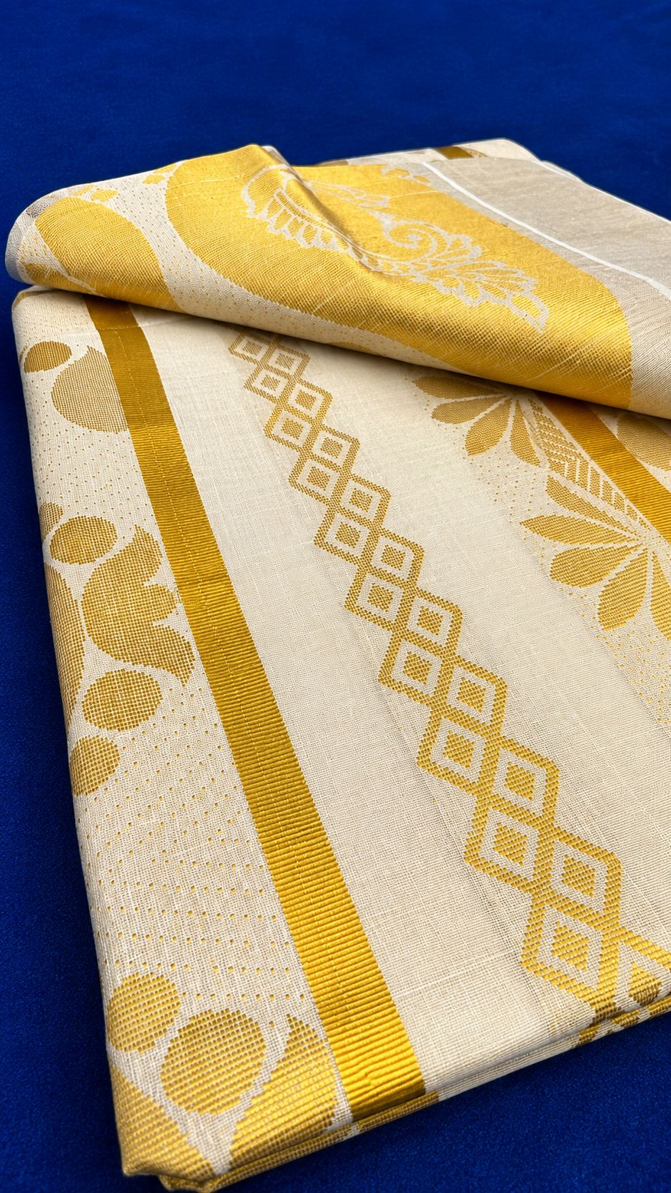 Off white and Gold Tissue Silk Saree