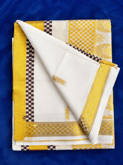 Off-White and Gold Embroidery Set Saree