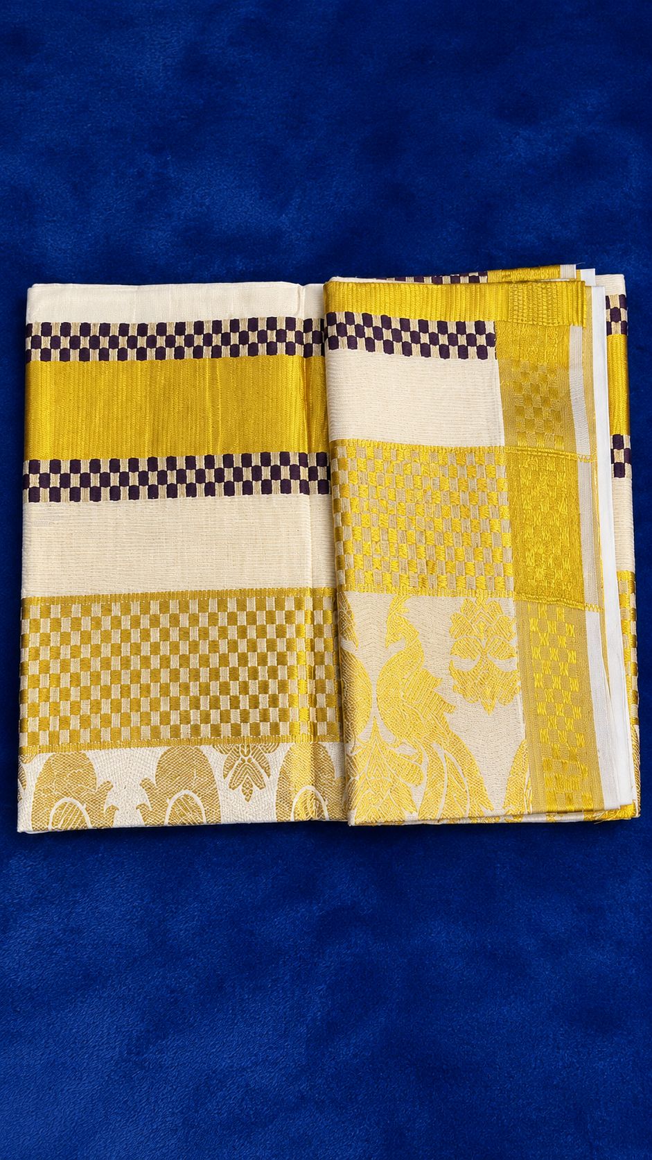 Off-White and Gold Embroidery Set Saree